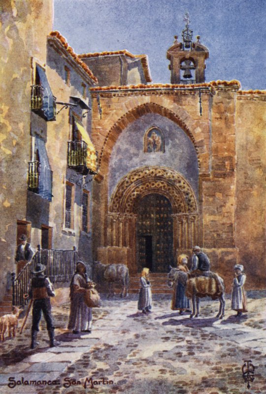 Pohjois-Espanja: Salamanca, San Martinin kirkko (väri litho) tekijältä Edgar T. A. Wigram