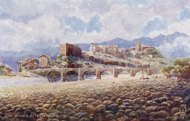 Pohjois-Espanja: San Vicente de la Barquera (lithoväri) tekijältä Edgar T. A. Wigram