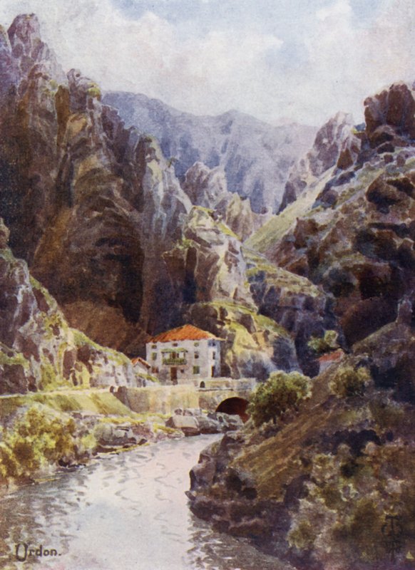 Pohjois-Espanja: Devan rotko, Urdon (väri litho) tekijältä Edgar T. A. Wigram