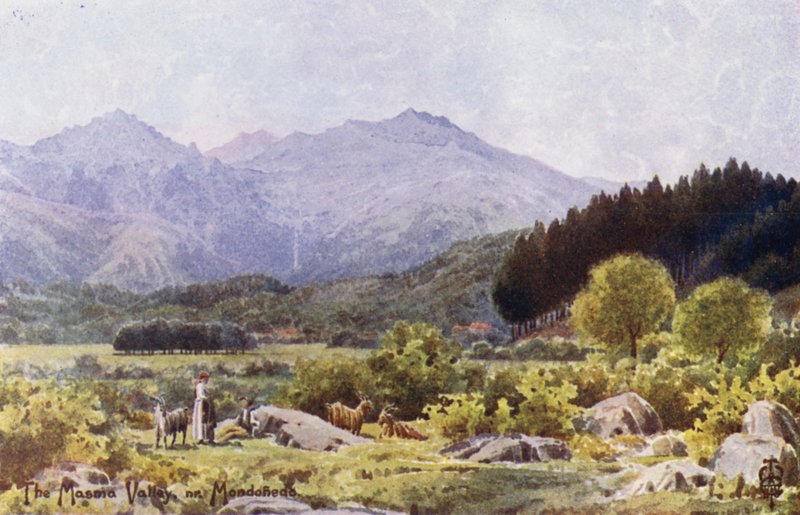 Pohjois-Espanja: Masman laakso, lähellä Mondonedoa (väri litho) tekijältä Edgar T. A. Wigram