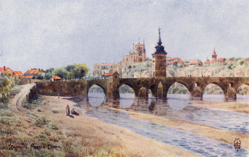Pohjois-Espanja: Zamora, Dueron rannalta (väri litho) tekijältä Edgar T. A. Wigram