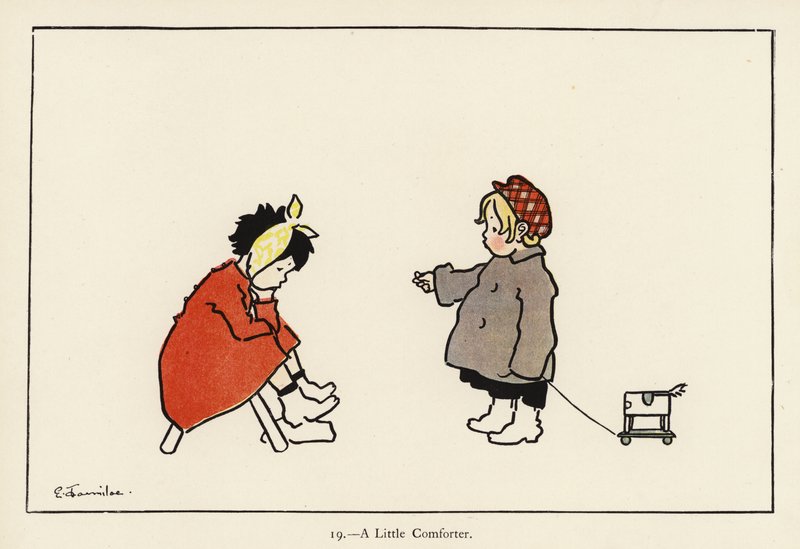 Pieni lohduttaja (väri litho) tekijältä Edith Farmiloe