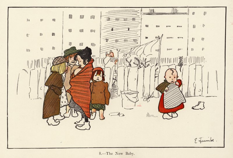 Uusi vauva (väri litho) tekijältä Edith Farmiloe
