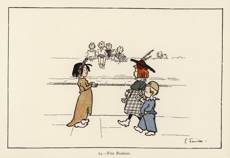 Hienot höyhenet (väri litho) tekijältä Edith Farmiloe