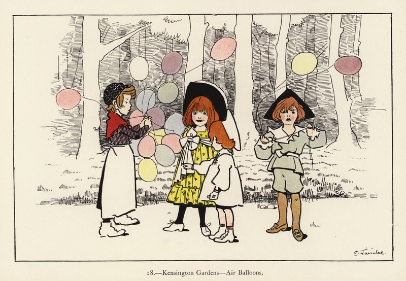 Kensington Gardens, ilmapallot tekijältä Edith Farmiloe