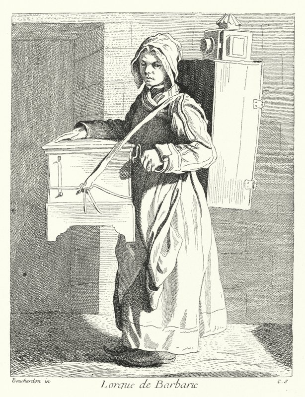 Barrel Organ Player (kaiverrus) tekijältä Edmé (after) Bouchardon