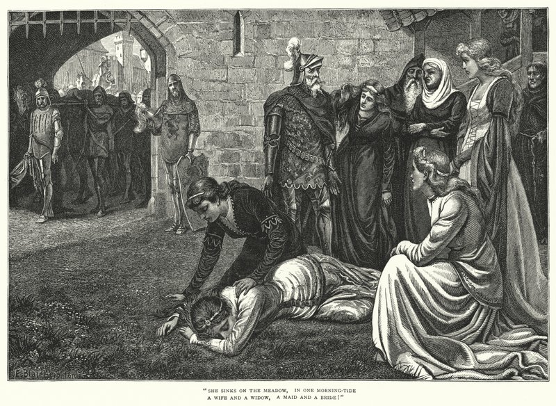 Malahiden morsius (kaiverrus) tekijältä Edmund Blair (after) Leighton