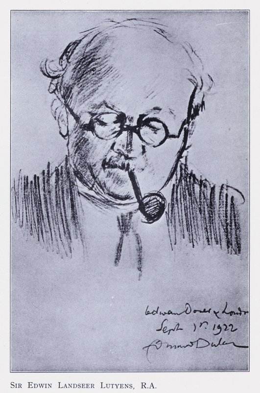 Sir Edwin Landseer Lutyens, kuvitus Kuningattaren nukkekodin matkamuistoon (Oxley, Oxford, Alankomaat). tekijältä Edmund Dulac