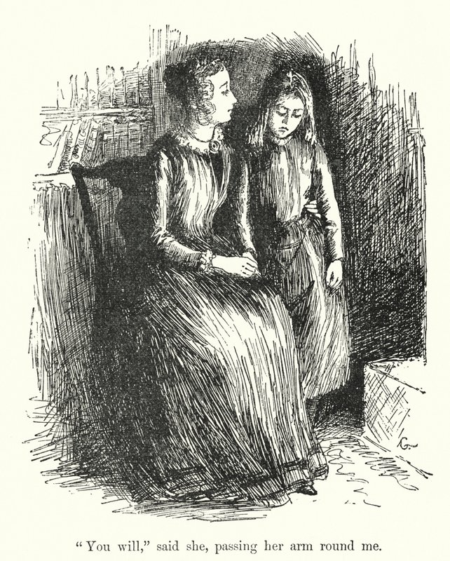Charlotte Bronten kuvitus Jane Eyrelle (litho) tekijältä Edmund Henry Garrett