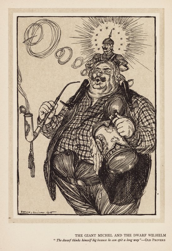 Keisarin seppele: Michel ja kääpiö Wilhelm (litografia). tekijältä Edmund Joseph (after) Sullivan