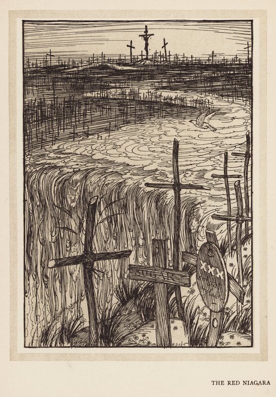 Keisarin seppele: Niagara (litografia): Punainen Niagara (litografia) tekijältä Edmund Joseph (after) Sullivan
