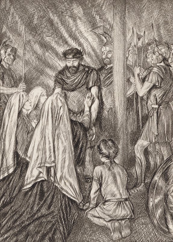 William Shakespeare: Näytös V, kohtaus 3 (litografia). tekijältä Edmund Joseph (after) Sullivan