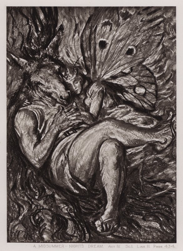 Kesäyön unelma, näytös IV, Sc I (litho) tekijältä Edmund Joseph Sullivan