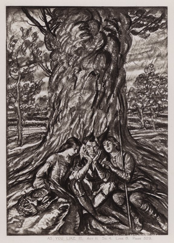 Kuten pidät, Act II, Sc 4 (litho) tekijältä Edmund Joseph Sullivan