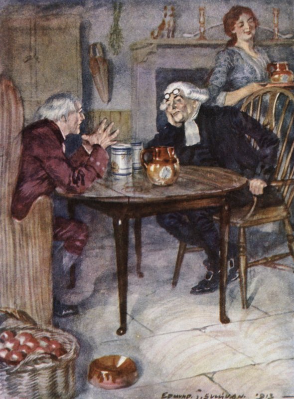 Kuvitus Oliver Goldsmithin teokseen The Vicar of Wakefield (värilitho) tekijältä Edmund Joseph Sullivan