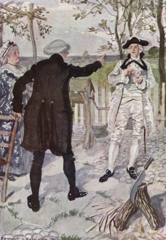 Kuvitus Oliver Goldsmithin teokseen The Vicar of Wakefield (värilitho) tekijältä Edmund Joseph Sullivan