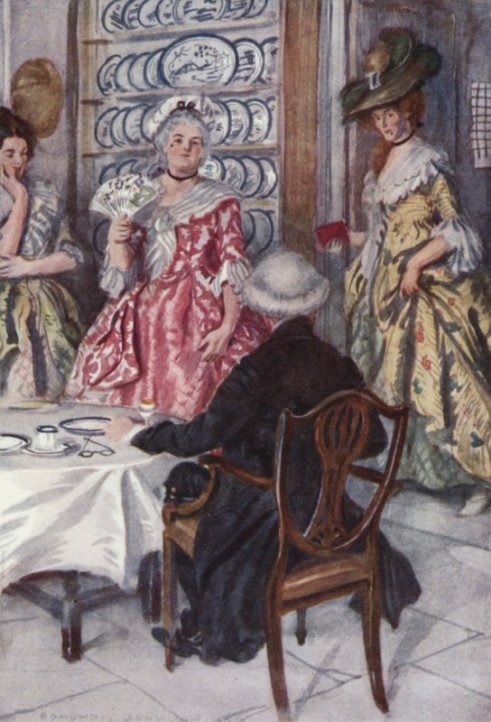 Kuvitus Oliver Goldsmithin teokseen The Vicar of Wakefield (värilitho) tekijältä Edmund Joseph Sullivan