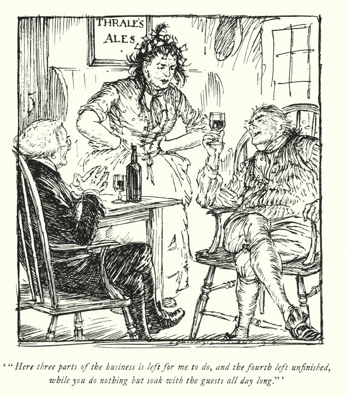 Kuvitus Oliver Goldsmithin teoksesta The Vicar of Wakefield (litho) tekijältä Edmund Joseph Sullivan