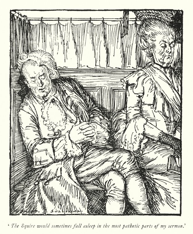 Kuvitus Oliver Goldsmithin teoksesta The Vicar of Wakefield (litho) tekijältä Edmund Joseph Sullivan