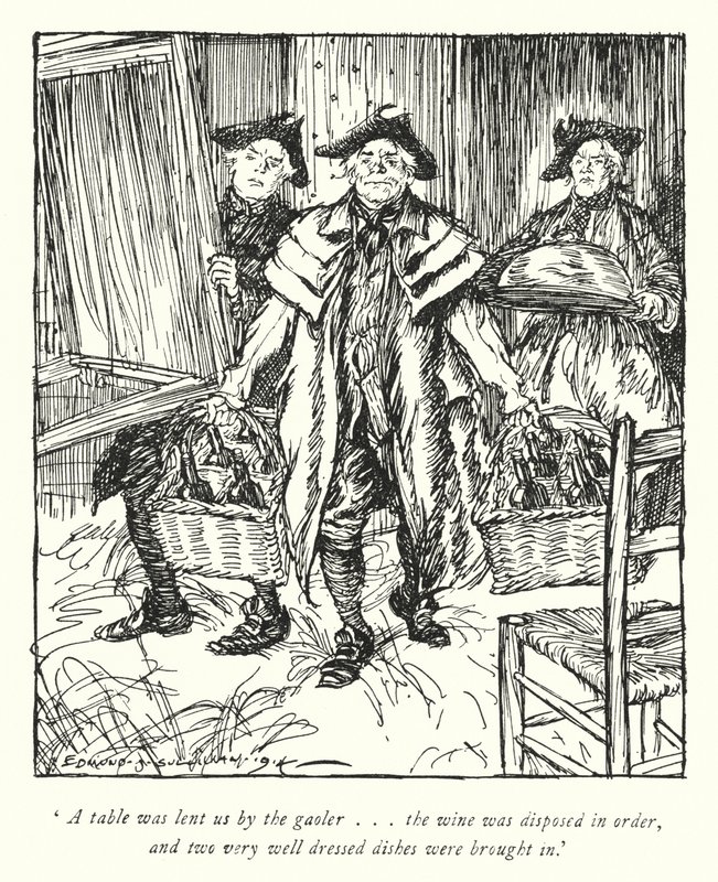 Kuvitus Oliver Goldsmithin teoksesta The Vicar of Wakefield (litho) tekijältä Edmund Joseph Sullivan