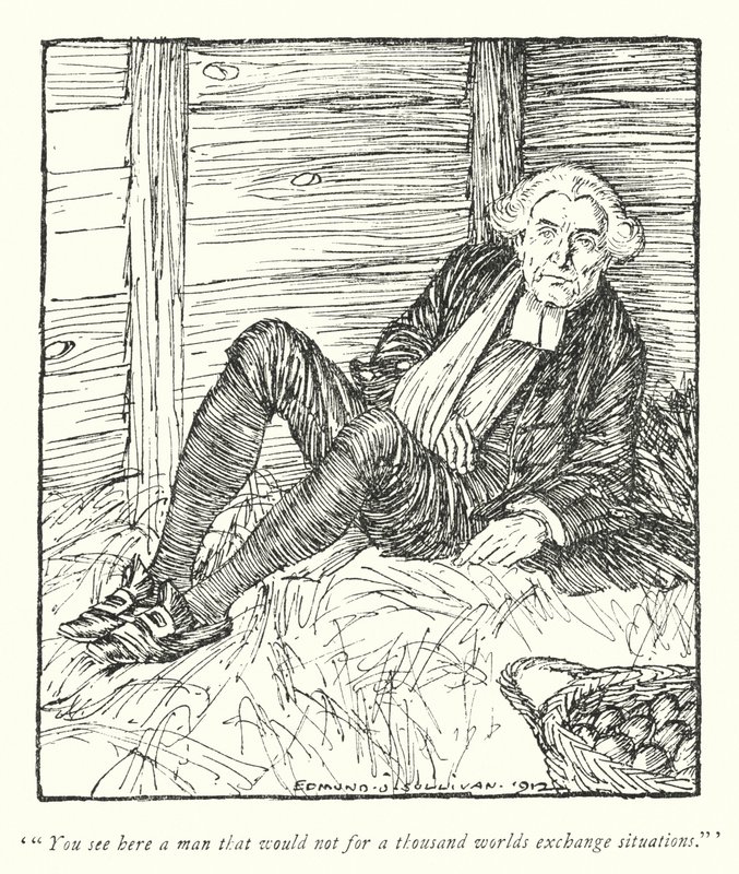 Kuvitus Oliver Goldsmithin teoksesta The Vicar of Wakefield (litho) tekijältä Edmund Joseph Sullivan