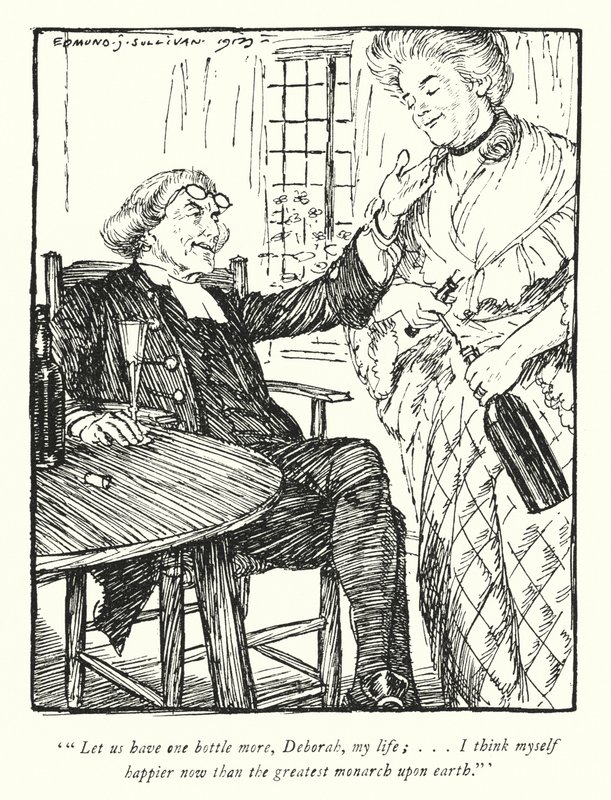 Kuvitus Oliver Goldsmithin teoksesta The Vicar of Wakefield (litho) tekijältä Edmund Joseph Sullivan