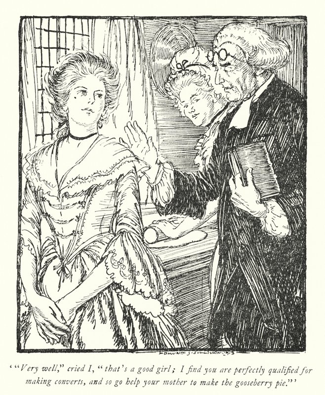 Kuvitus Oliver Goldsmithin teoksesta The Vicar of Wakefield (litho) tekijältä Edmund Joseph Sullivan