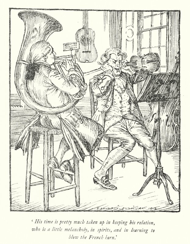Kuvitus Oliver Goldsmithin teoksesta The Vicar of Wakefield (litho) tekijältä Edmund Joseph Sullivan