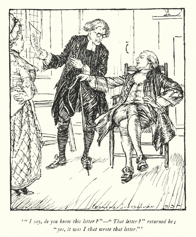 Kuvitus Oliver Goldsmithin teoksesta The Vicar of Wakefield (litho) tekijältä Edmund Joseph Sullivan
