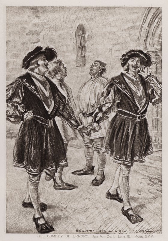 Virheiden komedia, näytös V, Sc I (litho) tekijältä Edmund Joseph Sullivan