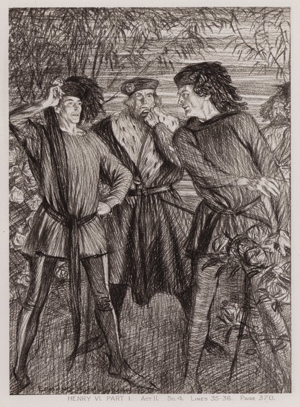 Kuningas Henrik VI:n ensimmäinen osa, II näytös, Sc 4 (litho) tekijältä Edmund Joseph Sullivan