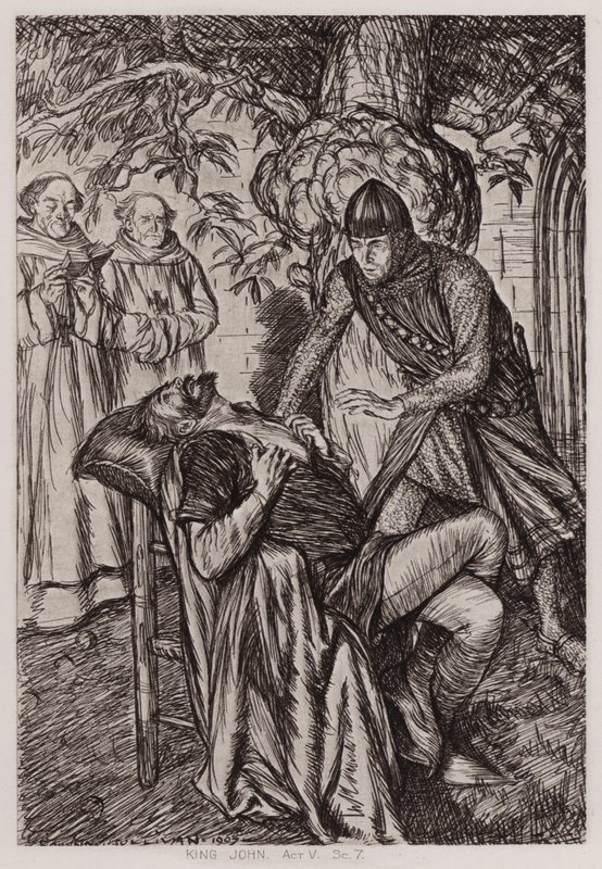 Kuningas Johanneksen elämä ja kuolema, näytös V, Sc 7 (litho) tekijältä Edmund Joseph Sullivan