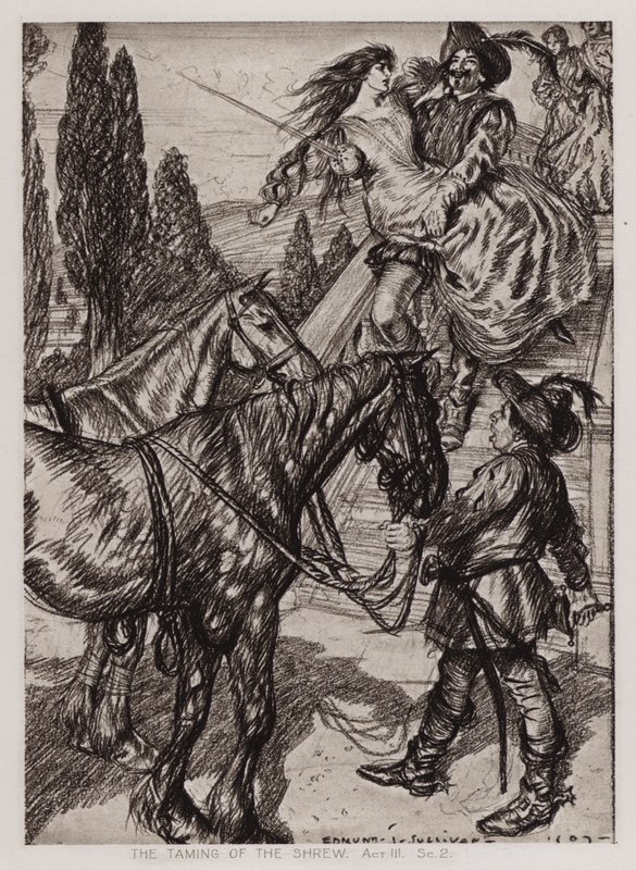The Taming of the Shrew, Act III, Sc 2 (litho) tekijältä Edmund Joseph Sullivan