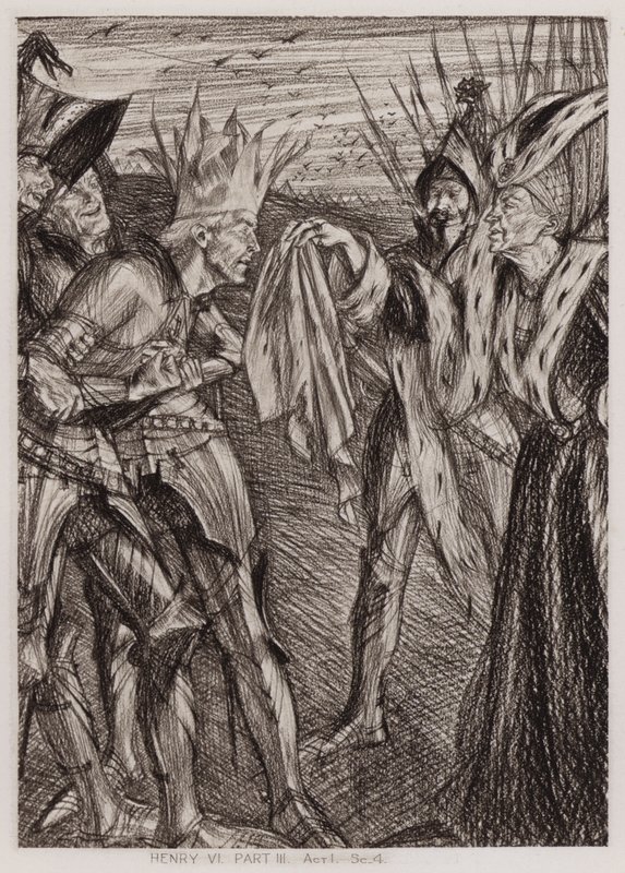 Kuningas Henrik VI:n kolmas osa, I näytös, Sc 4 (litho) tekijältä Edmund Joseph Sullivan