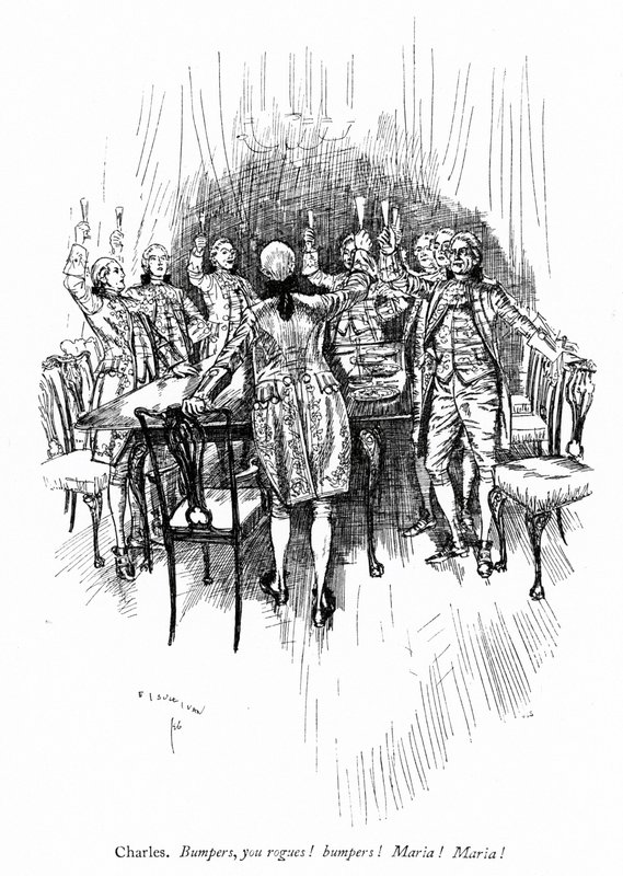 Kuvitus Sheridansille The School for Scandal tekijältä Edmund Joseph after Sullivan