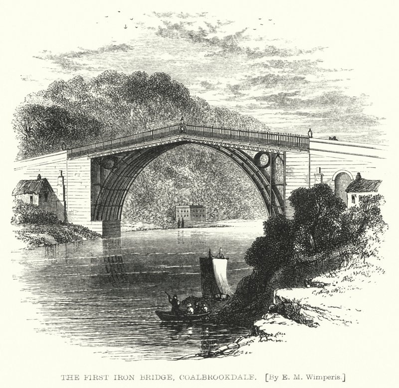 Ensimmäinen rautasilta, Coalbrookdale (kaiverrus) tekijältä Edmund Morison (after) Wimperis