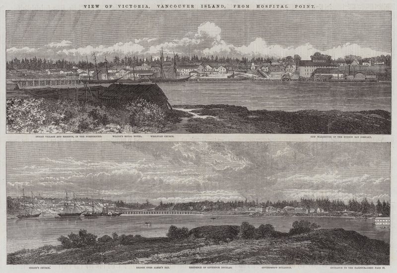 Näkymä Victorialle, Vancouver Island, Hospital Pointista tekijältä Edmund Morison Wimperis