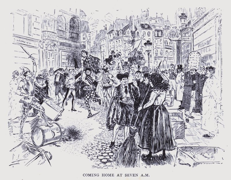 Boheemi Pariisi: Paris Paris: Tulossa kotiin seitsemältä aamulla (litografia) tekijältä Edouard Alfred (1875 1954) Cucuel