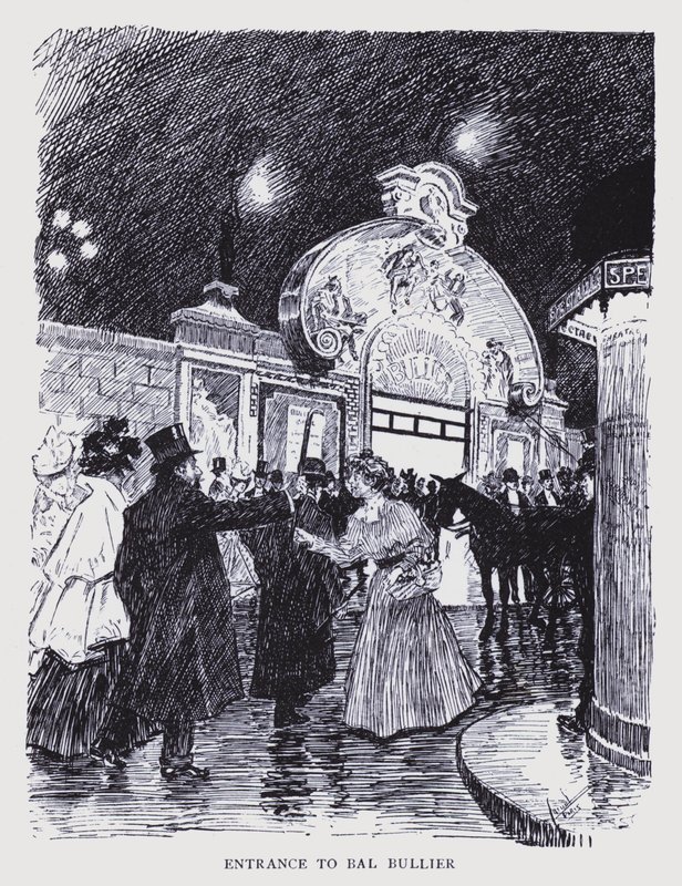 Boheemi Pariisi: Bal Bullierin sisäänkäynti (litografia): Bal Bullierin sisäänkäynti (litografia) tekijältä Edouard Alfred (1875 1954) Cucuel