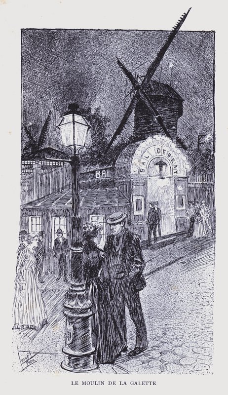 Boheemi Pariisi: Le Moulin de la Galette (litografia) tekijältä Edouard Alfred (1875 1954) Cucuel