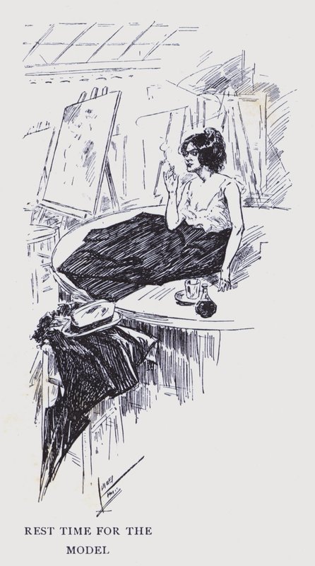 Boheemi Pariisi: Paris Paris: Lepoaikaa mallille (litografia) tekijältä Edouard Alfred (1875 1954) Cucuel