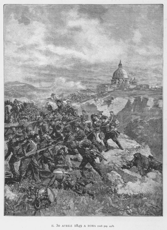 30. huhtikuuta 1849 Roomassa (kaiverrus) tekijältä Edouardo Matania
