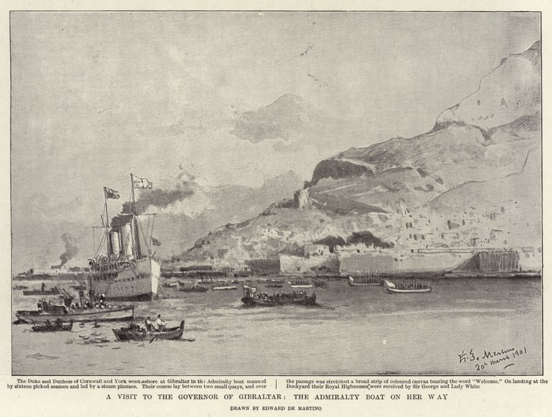 Vierailu Gibraltarin kuvernöörin luona, Admirality Boat hänen matkallaan tekijältä Eduardo de Martino