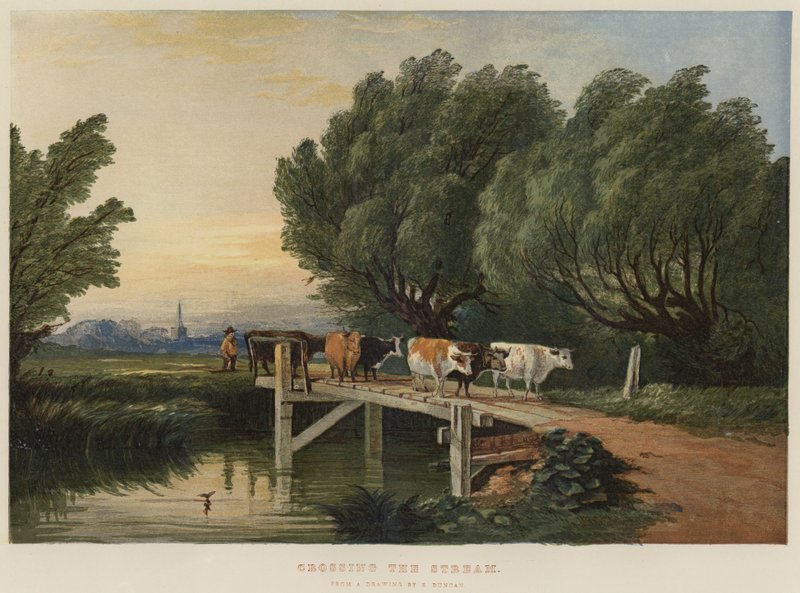 Virran ylittäminen (chromolitho) tekijältä Edward Duncan