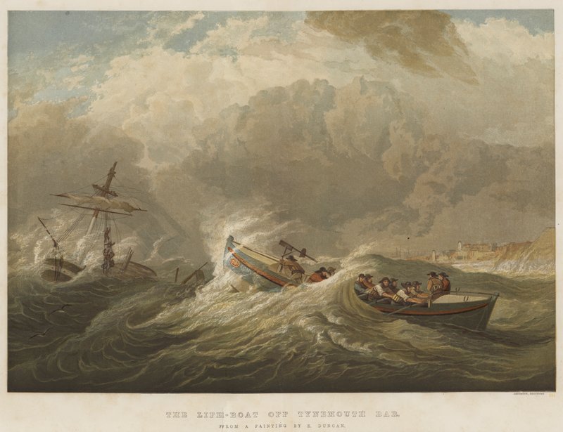 Pelastusvene Tynemouth Barin edustalla tekijältä Edward Duncan