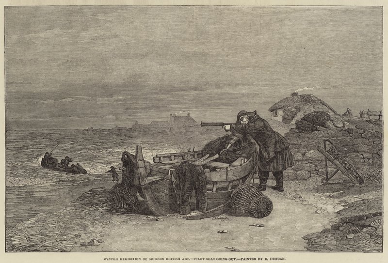 Modernin brittitaiteen talvinäyttely, pilottivene menossa tekijältä Edward Duncan