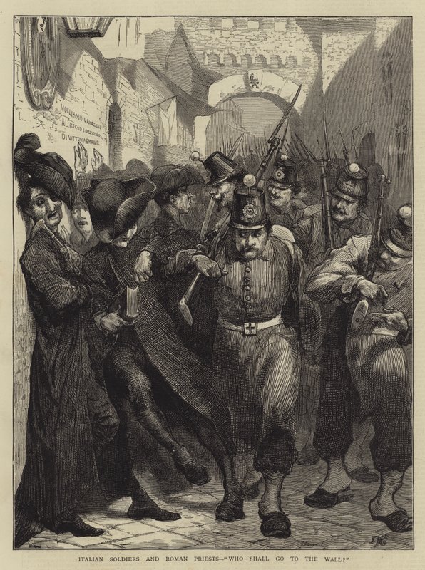 Italialaiset sotilaat ja roomalaiset papit, jotka menevät muuriin tekijältä Edward John Gregory