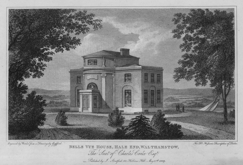 Belle Vue House, Hale End, Walthamstow, Charles Cooken kotipaikka (kaiverrus) tekijältä Edward (after) Gyfford