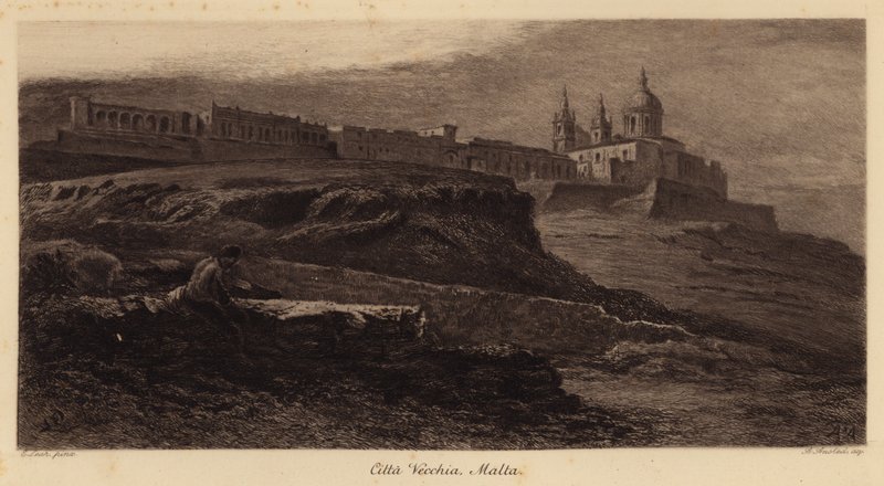 Vanhakaupunki, Malta (kaiverrus) tekijältä Edward (after) Lear