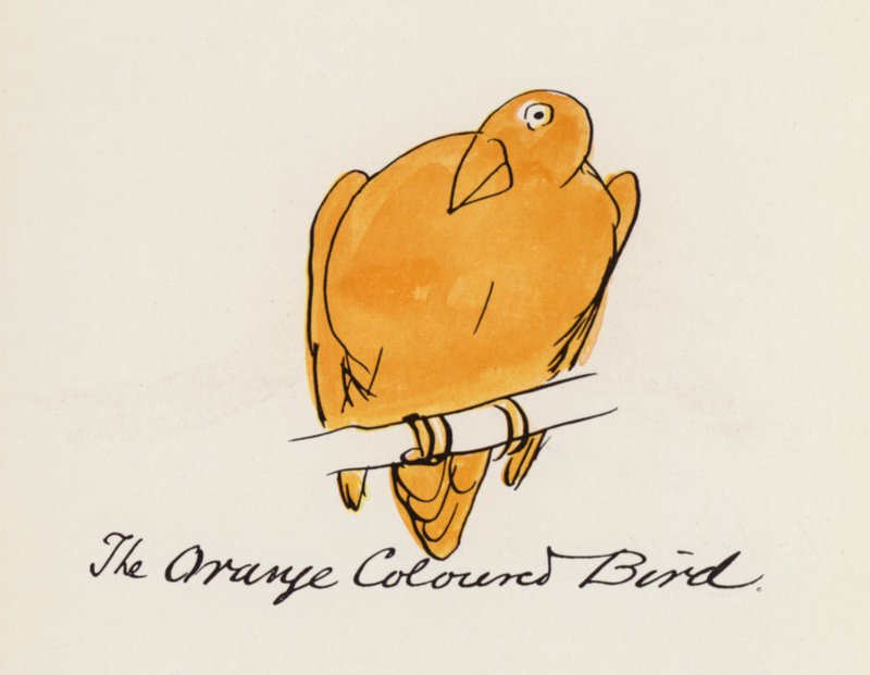 Edward Lear, Lintukirja: Oranssinvärinen lintu (väri litho) tekijältä Edward (after) Lear